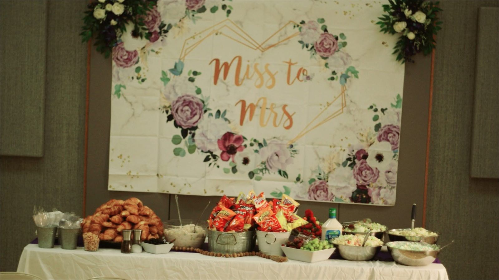 Bridal shower backdrop and dessert table styled by Events with Ellee